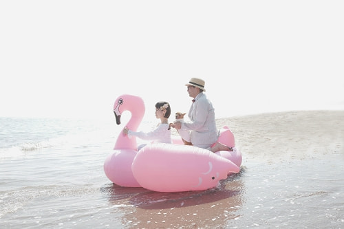 ブライダル(エンゲージメントフォト)写真 撮影場所 鎌倉(海) 家族、ユニコーンフロート