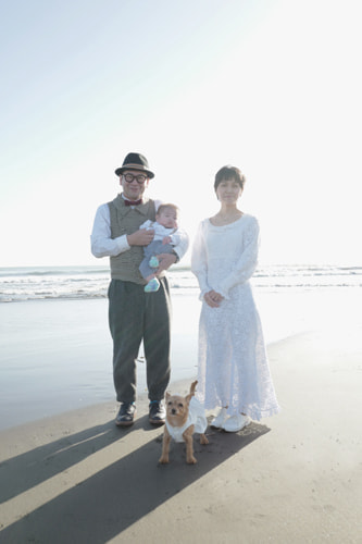 ブライダル(エンゲージメントフォト)写真 撮影場所 海(湘南) 鵠沼海岸、家族写真４